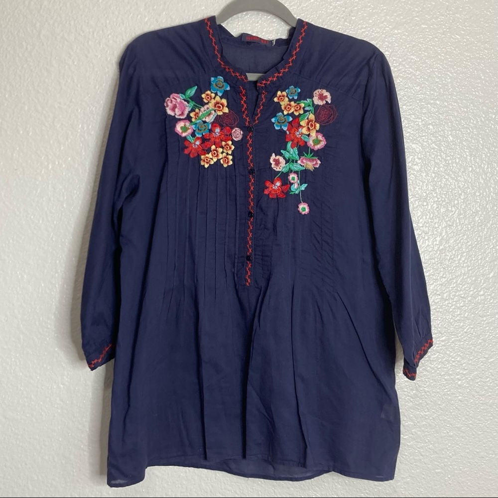 Johnny Was Embroidered Tunic Top